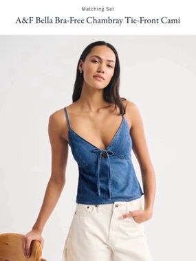 Abercrombie & Fitch Blue Denim Tie-Front Chambray Cami